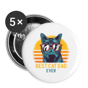 Vintage Best Cat Dad Ever Funny Cat Sunglasses - Buttons large 2.2''/56 mm (5-pack) - white - Front