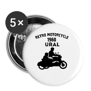 Retro motorcycle ural Bike Geschenk - Buttons groß 56 mm (5er Pack) - Weiß - Vorne