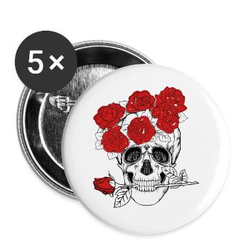 Schädel - Buttons groß 56 mm (5er Pack) - Weiß - Vorne
