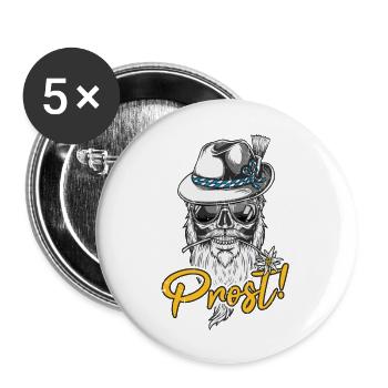 Prost Ersatz Tracht mei Lederhosn Bier - Buttons groß 56 mm (5er Pack) - Weiß - Vorne