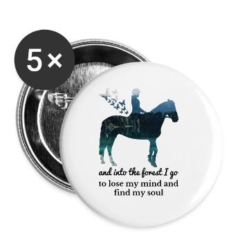 Forest gift horse sport hobby dressage - Buttons large 2.2''/56 mm (5-pack) - white - Front