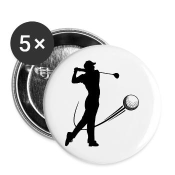 Un joueur de golf frappe l’ombre de la balle - Lot de 5 grands badges (56 mm) - blanc - Devant