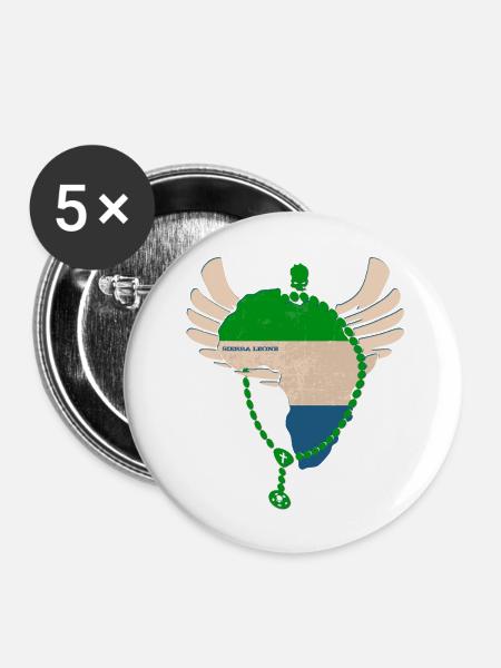Sierra Leone - Buttons groß 56 mm (5er Pack) - Weiß