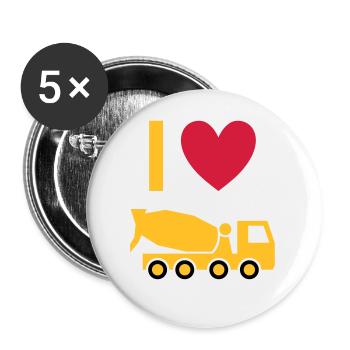 J’adore les camions de bétonnage - Lot de 5 grands badges (56 mm) - blanc - Devant
