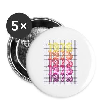 1976 Rétro cadeau d’anniversaire vintage - Lot de 5 grands badges (56 mm) - blanc - Devant