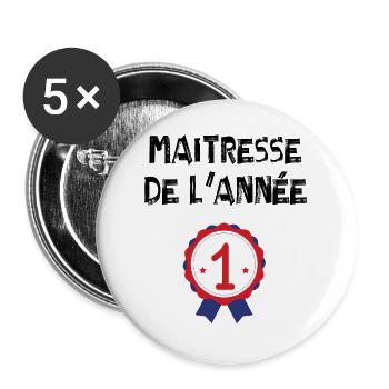 Maitresse de l'année - Lot de 5 grands badges (56 mm) - blanc - Devant