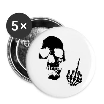 skull moyen-doigt - Lot de 5 grands badges (56 mm) - blanc - Devant