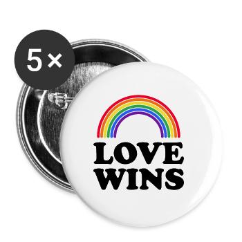 Love wins LGBT sort cadeaux droits pride - Lot de 5 grands badges (56 mm) - blanc - Devant