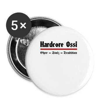 Harter Ossi - Ostdeutscher Ostdeutschland DDR BRD - Buttons groß 56 mm (5er Pack) - Weiß - Vorne