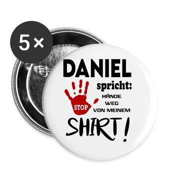 Name Namenstag Geschenkidee DANIEL - Buttons groß 56 mm (5er Pack) - Weiß - Vorne