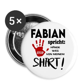 Name Namenstag Geschenkidee FABIAN - Buttons groß 56 mm (5er Pack) - Weiß - Vorne