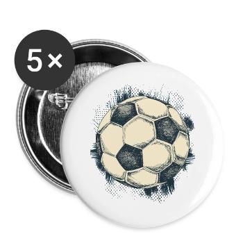Retro Fussball - Soccer Ball - Fussballspieler - Buttons groß 56 mm (5er Pack) - Weiß - Vorne