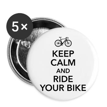 keep calm and ride your bike bike bike bike - Buttons large 2.2''/56 mm (5-pack) - white - Front