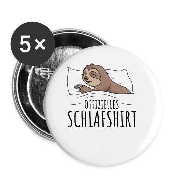 Faultier - Buttons groß 56 mm (5er Pack) - Weiß - Vorne