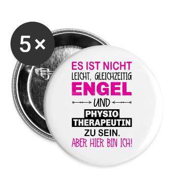 Physiotherapeutin Geschenke Physiotherapeut Physio - Buttons groß 56 mm (5er Pack) - Weiß - Vorne