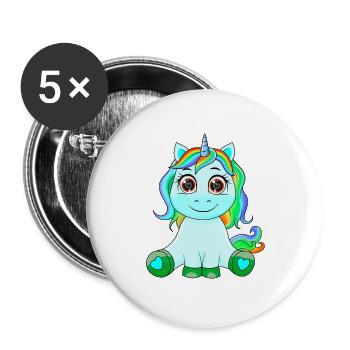 Einhorn - Buttons groß 56 mm (5er Pack) - Weiß - Vorne