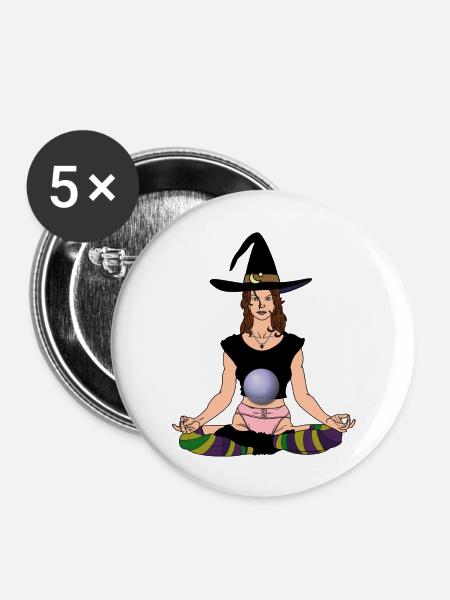 Hexe - Buttons groß 56 mm (5er Pack) - Weiß