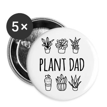 Plant Dad - Buttons groß 56 mm (5er Pack) - Weiß - Vorne