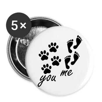 Chien chien - Lot de 5 grands badges (56 mm) - blanc - Devant