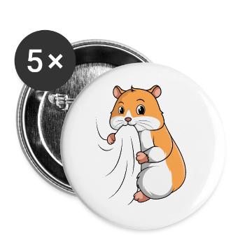 Hamster - Buttons groß 56 mm (5er Pack) - Weiß - Vorne