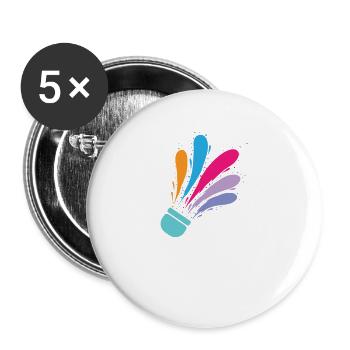colorful badminton badminton badminton sport - Buttons large 2.2''/56 mm (5-pack) - white - Front