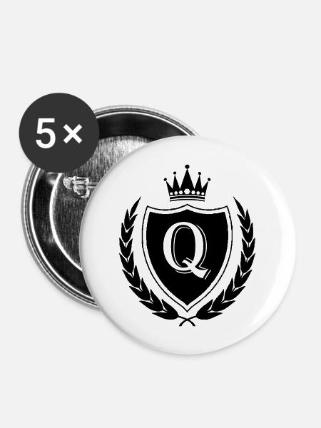 wappen Q Krone - Buttons groß 56 mm (5er Pack) - Weiß