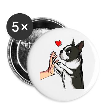 Boston Terrier Dogs Dear Mistress - Buttons large 2.2''/56 mm (5-pack) - white - Front