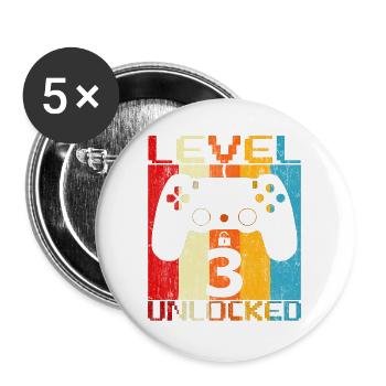 Level 3 freigeschaltet - Buttons groß 56 mm (5er Pack) - Weiß - Vorne