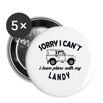 Defender Landy Sorry I cant - Buttons groß 56 mm (5er Pack) - Weiß - Vorne