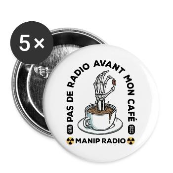 Pas de radio avant mon café Manip radio Radiologie - Lot de 5 grands badges (56 mm) - blanc - Devant