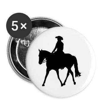 Westernreiter im Jog - Buttons groß 56 mm (5er Pack) - Weiß - Vorne