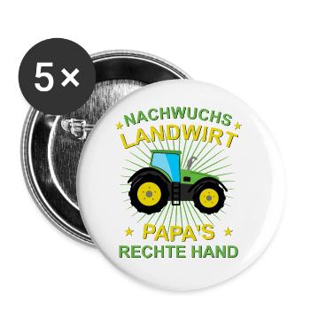 Landwirt Traktor Kindergarten - Buttons groß 56 mm (5er Pack) - Weiß - Vorne