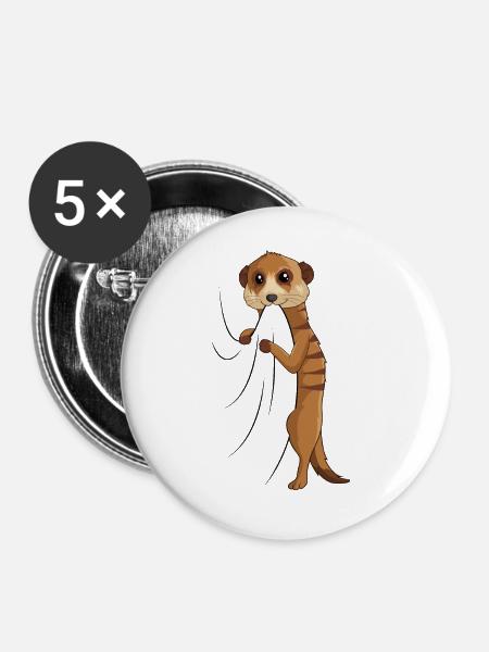 Erdmännchen - Buttons groß 56 mm (5er Pack) - Weiß