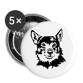 Chien mural suédois - Lot de 5 grands badges (56 mm) - blanc - Devant