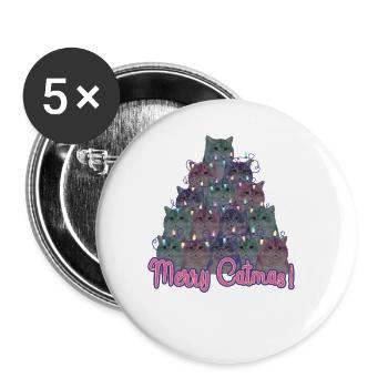 Merry Catmas Christmas Cats - Buttons large 2.2''/56 mm (5-pack) - white - Front