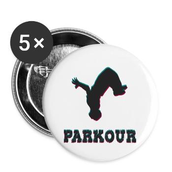 Parkour - Lot de 5 grands badges (56 mm) - blanc - Devant