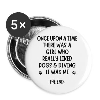 A girl who really liked dogs & diving - Buttons large 2.2''/56 mm (5-pack) - white - Front