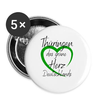 Thüringen -Thüringen das grüne Herz Deutschlands - Buttons groß 56 mm (5er Pack) - Weiß - Vorne