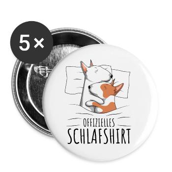 Bullterrier - Buttons groß 56 mm (5er Pack) - Weiß - Vorne
