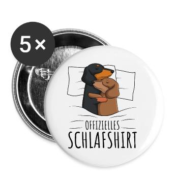 Dackel - Buttons groß 56 mm (5er Pack) - Weiß - Vorne