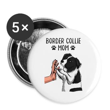 Border Collie Maman Chiens Maman Maîtresse - Lot de 5 grands badges (56 mm) - blanc - Devant
