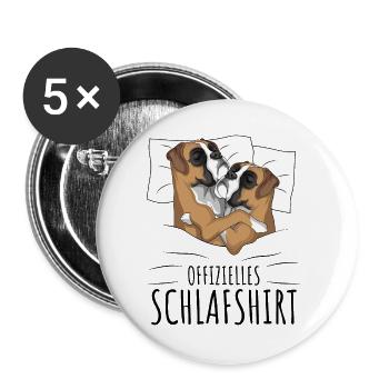 Boxer Hund - Buttons groß 56 mm (5er Pack) - Weiß - Vorne
