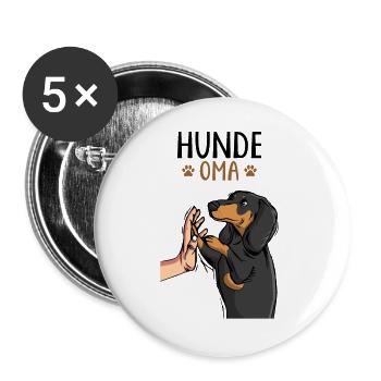 Dackel Oma - Buttons groß 56 mm (5er Pack) - Weiß - Vorne