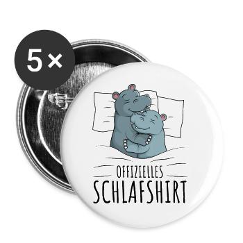 Nilpferd - Buttons groß 56 mm (5er Pack) - Weiß - Vorne