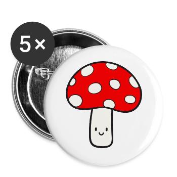 Champignon Mouche agaric Lucky Mushroom - Lot de 5 grands badges (56 mm) - blanc - Devant