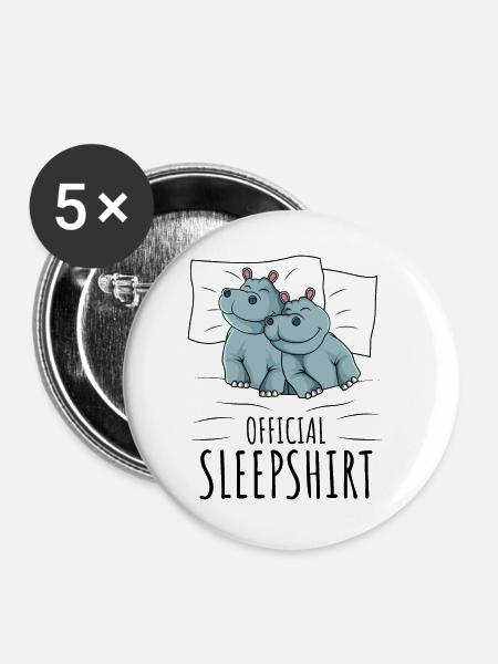 Nilpferd - Buttons groß 56 mm (5er Pack) - Weiß