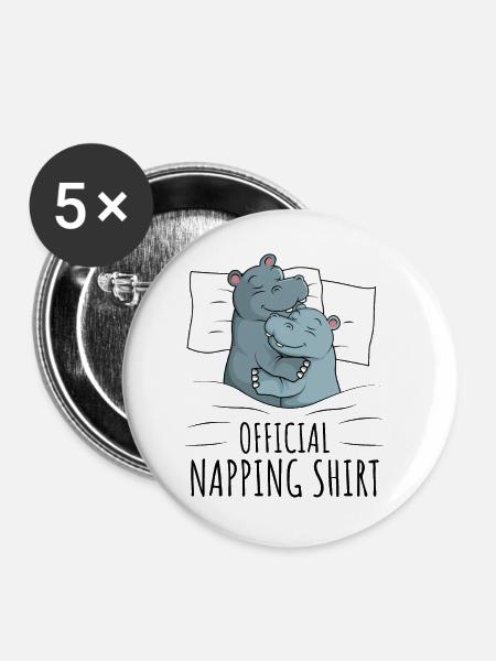 Nilpferd - Buttons groß 56 mm (5er Pack) - Weiß