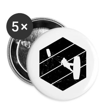 Kitesurfen Kitesurfer Kiten Kite Surf Herren Junge - Buttons groß 56 mm (5er Pack) - Weiß - Vorne