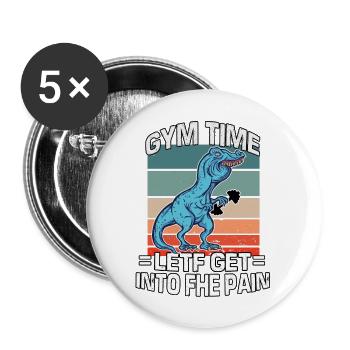 T-Rex Speech Defect Athlète Fitness Musculation - Lot de 5 grands badges (56 mm) - blanc - Devant