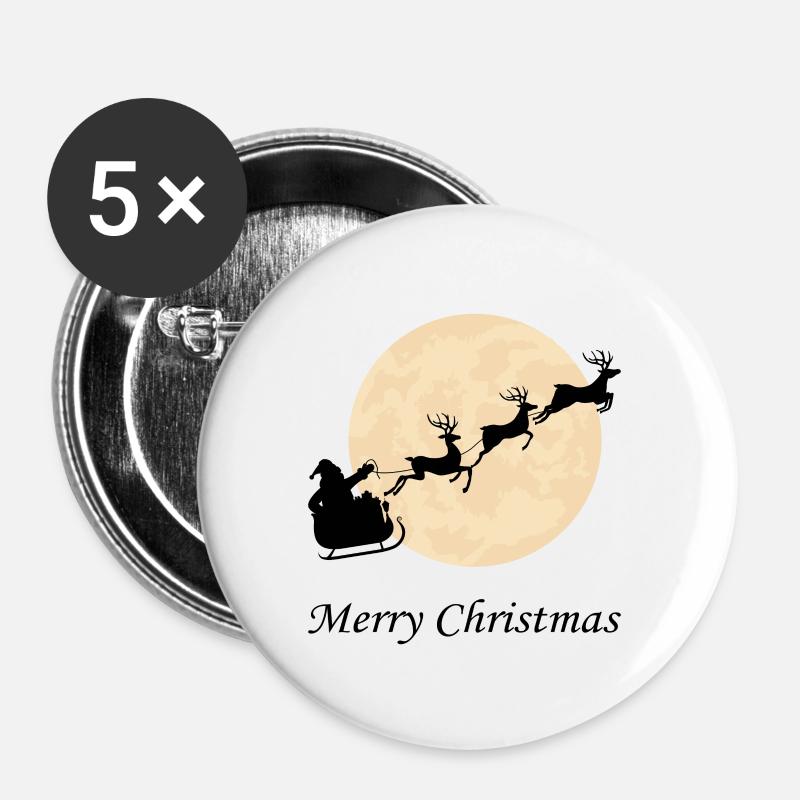 Reindeer sleigh, Christmas, Reindeer - Buttons large 2.2''/56 mm (5-pack) - white